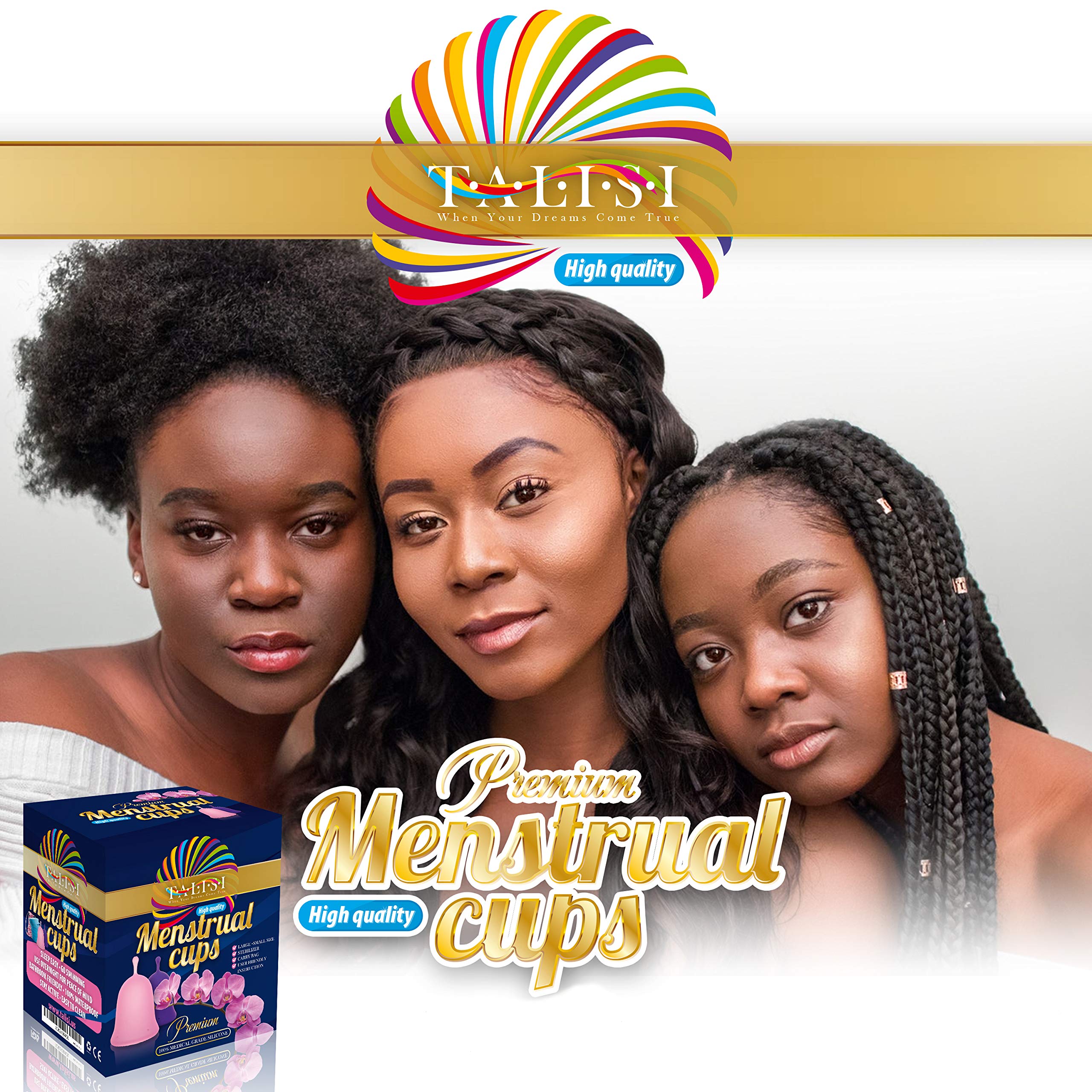 Talisi Menstrual Cups Set of 2 with Collapsible Silicone Sterilizer - Soft & Flexible Sensitive Feminine